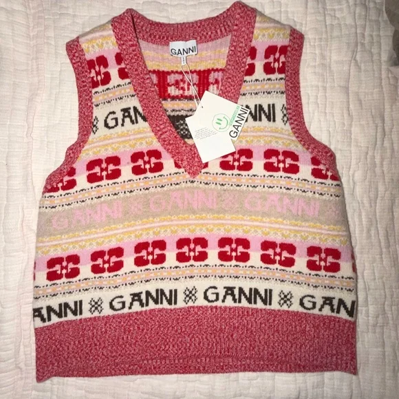 Ganni V-Neck Sweater Vest NWT - Picture 3 of 7
